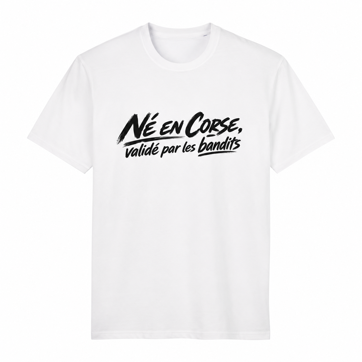 T-shirt Signature Blanc — Né en Corse, Validé par les Bandits