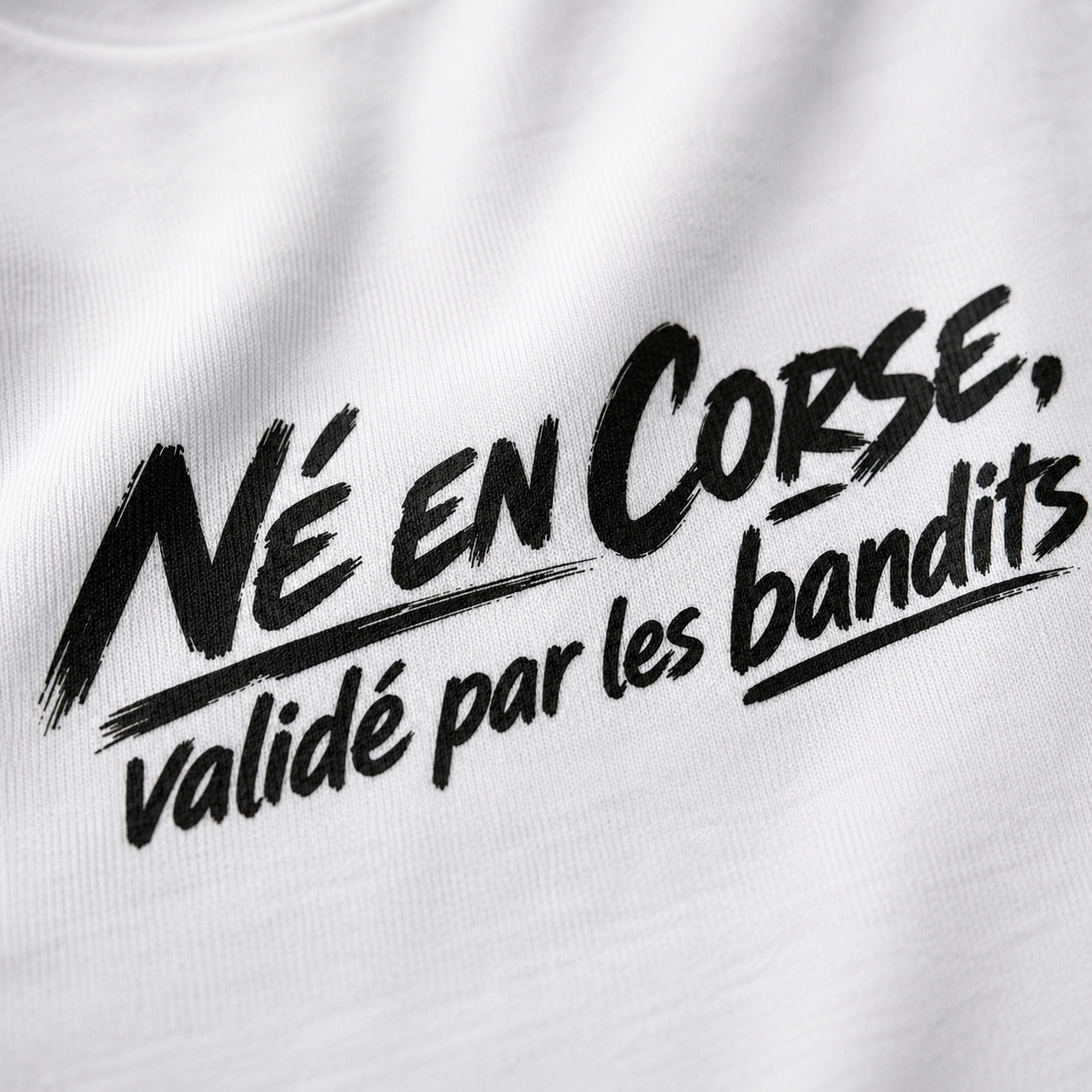 T-shirt Signature Blanc — Né en Corse, Validé par les Bandits