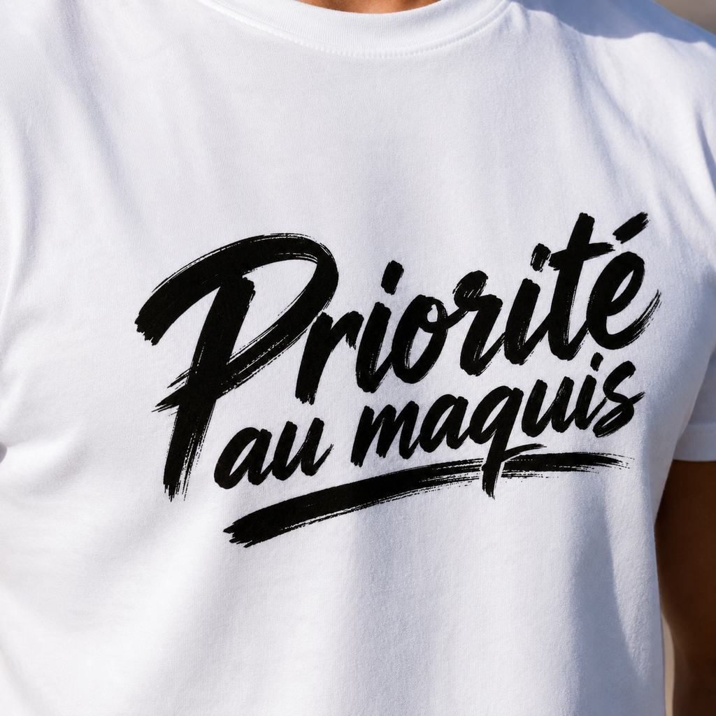 T-shirt Signature Blanc — Priorité au Maquis