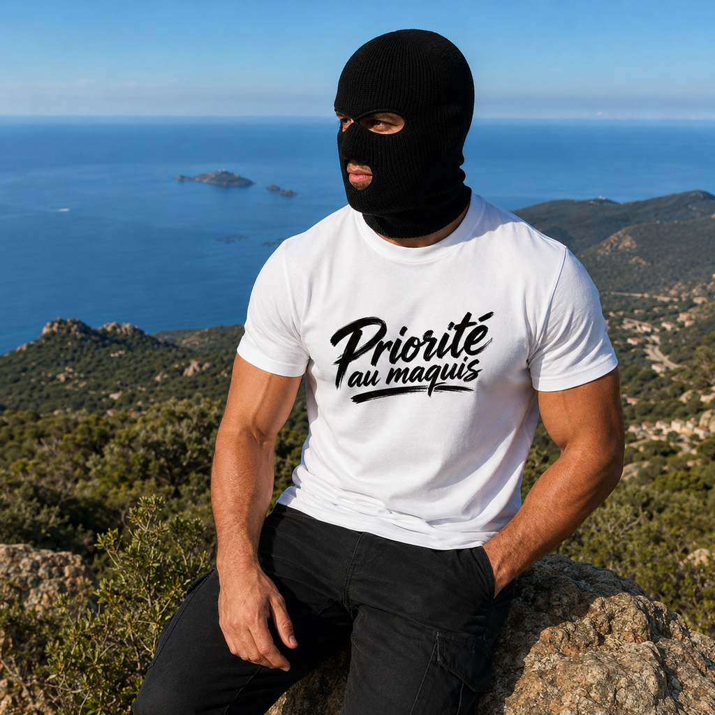 T-shirt Signature Blanc — Priorité au Maquis
