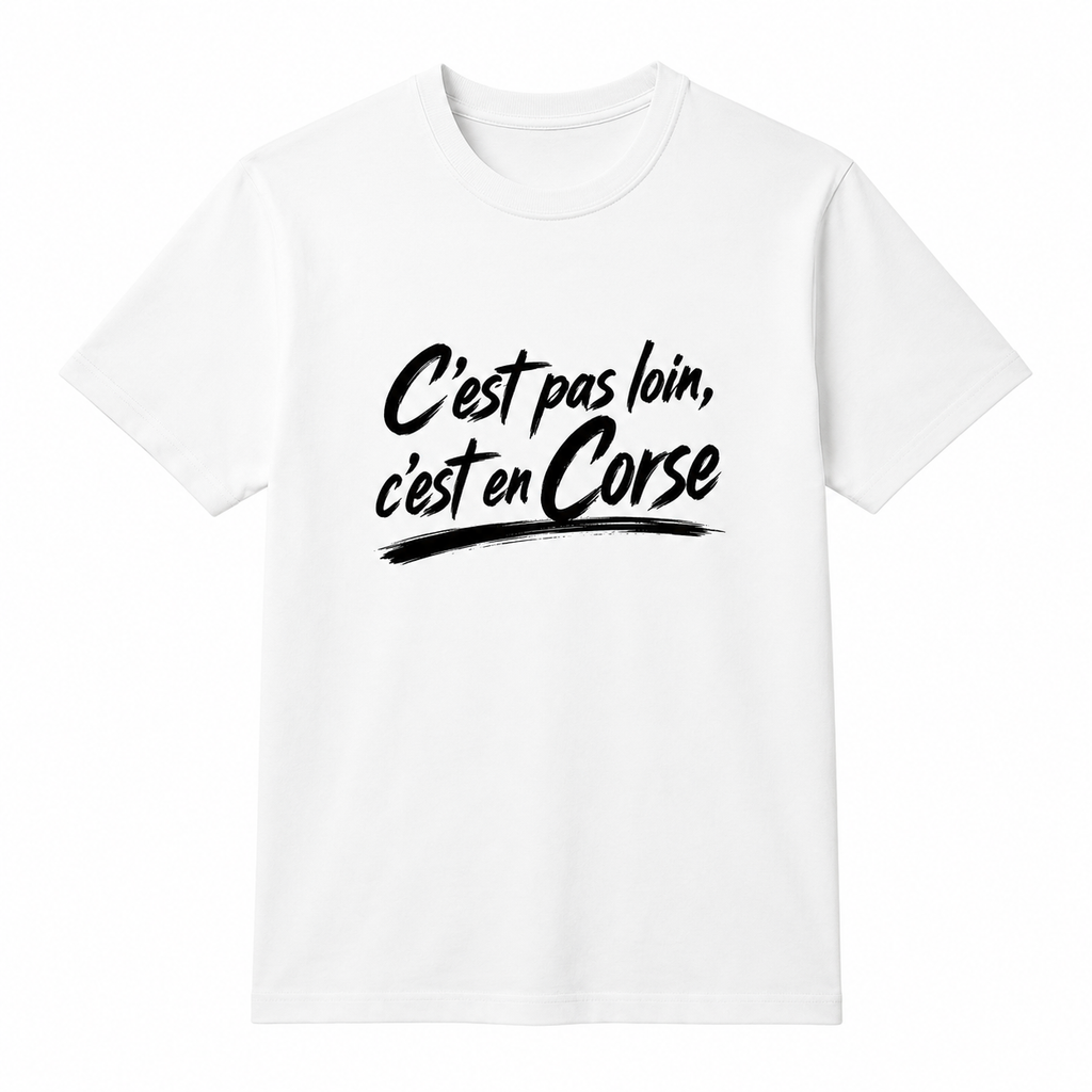 T-shirt Signature Blanc — C’est pas loin, c’est en Corse