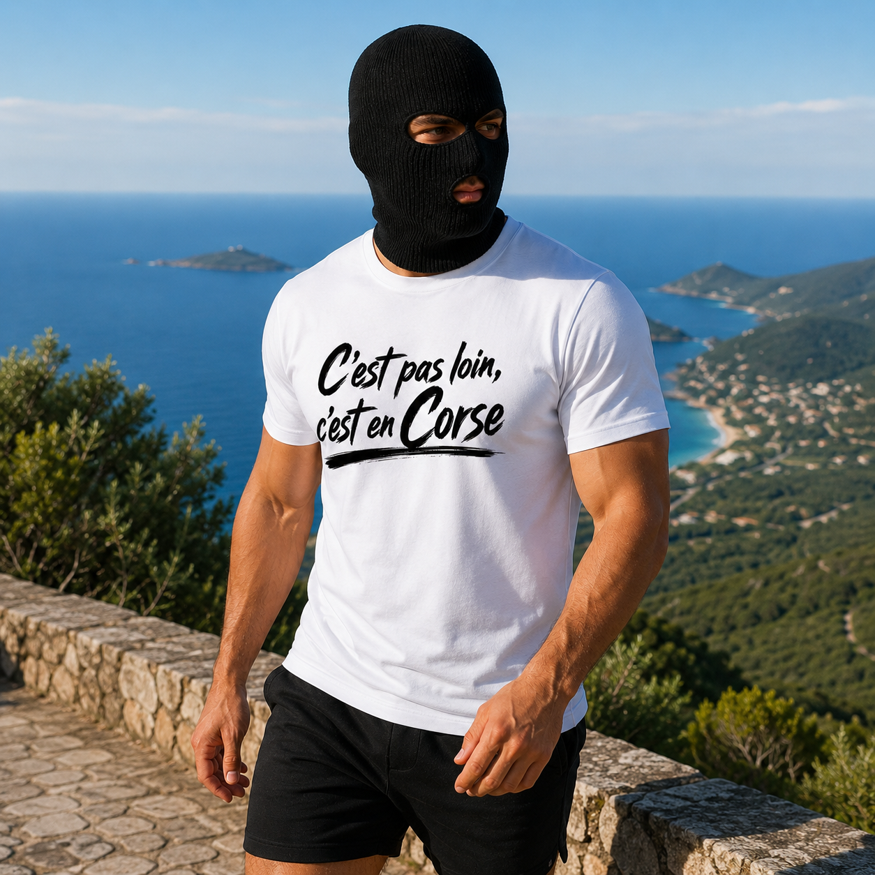 T-shirt Signature Blanc — C’est pas loin, c’est en Corse