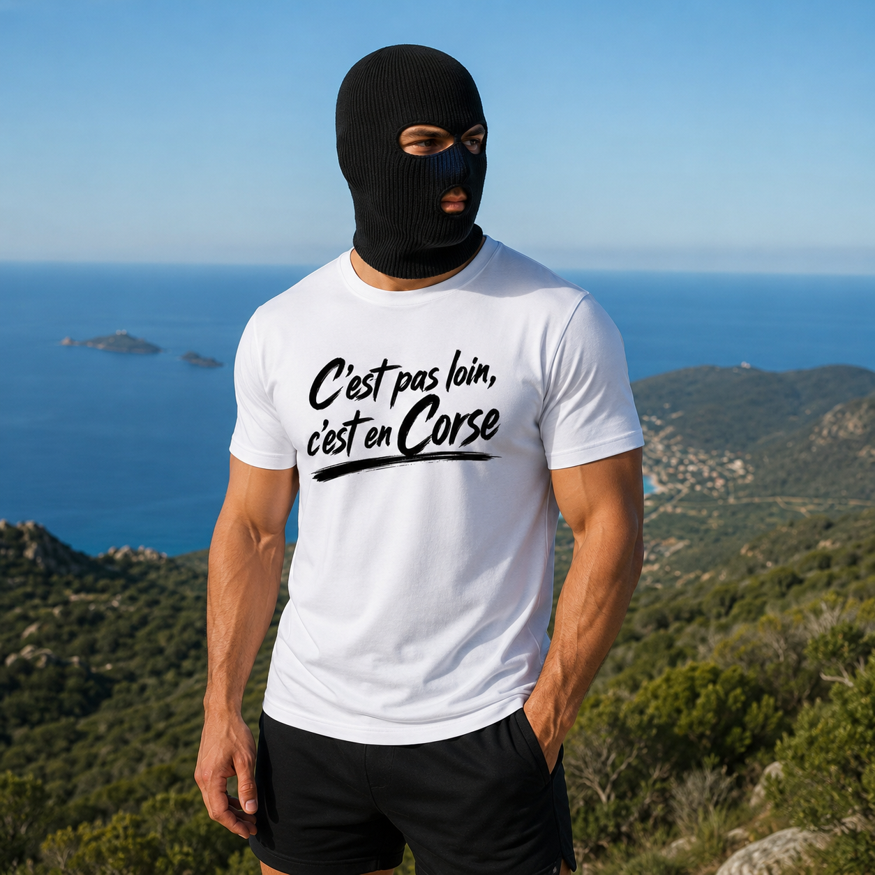 T-shirt Signature Blanc — C’est pas loin, c’est en Corse