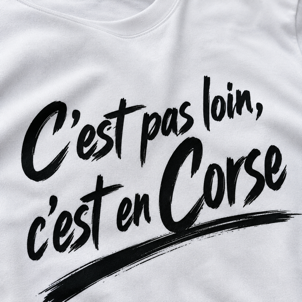 T-shirt Signature Blanc — C’est pas loin, c’est en Corse