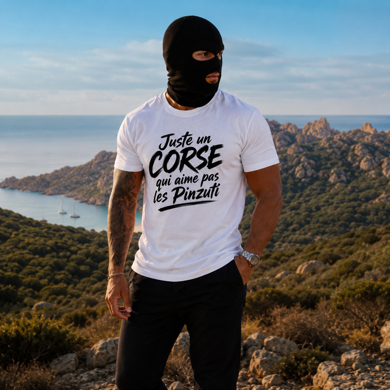 T-shirt Signature Blanc — Juste un Corse qui aime pas les Pinzuti
