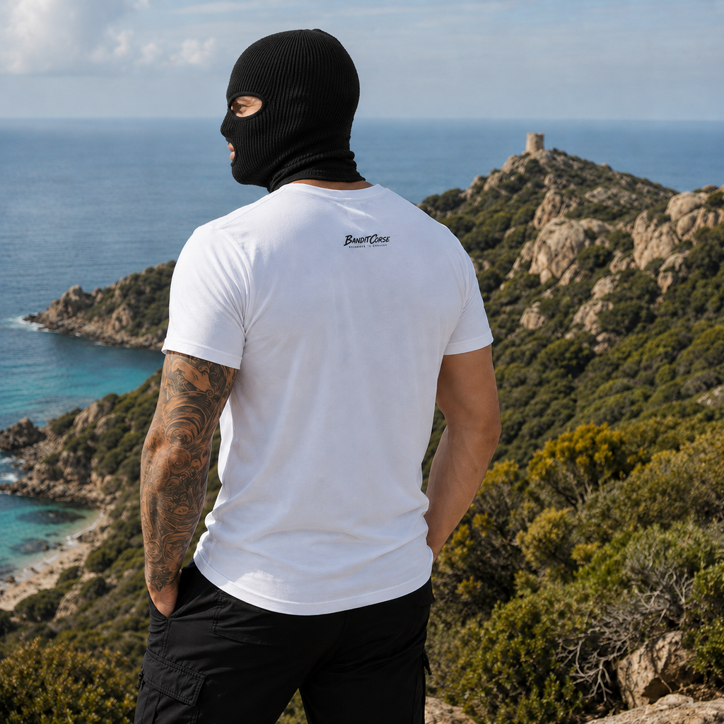T-shirt Signature Blanc — 5 Minutes Corses, C’est une Heure