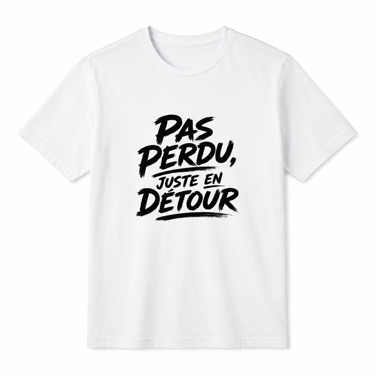 T-shirt Signature Blanc — Pas perdu, juste en détour