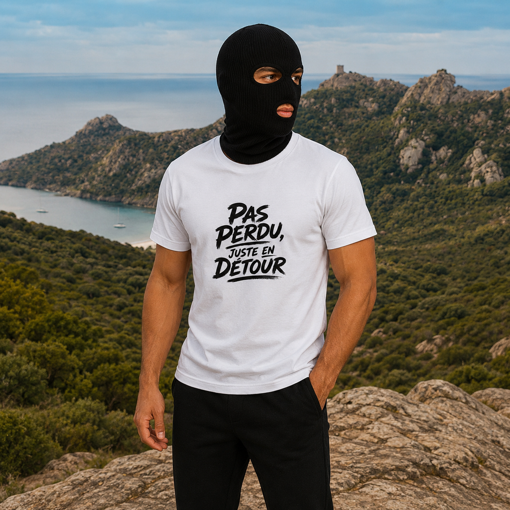 T-shirt Signature Blanc — Pas perdu, juste en détour