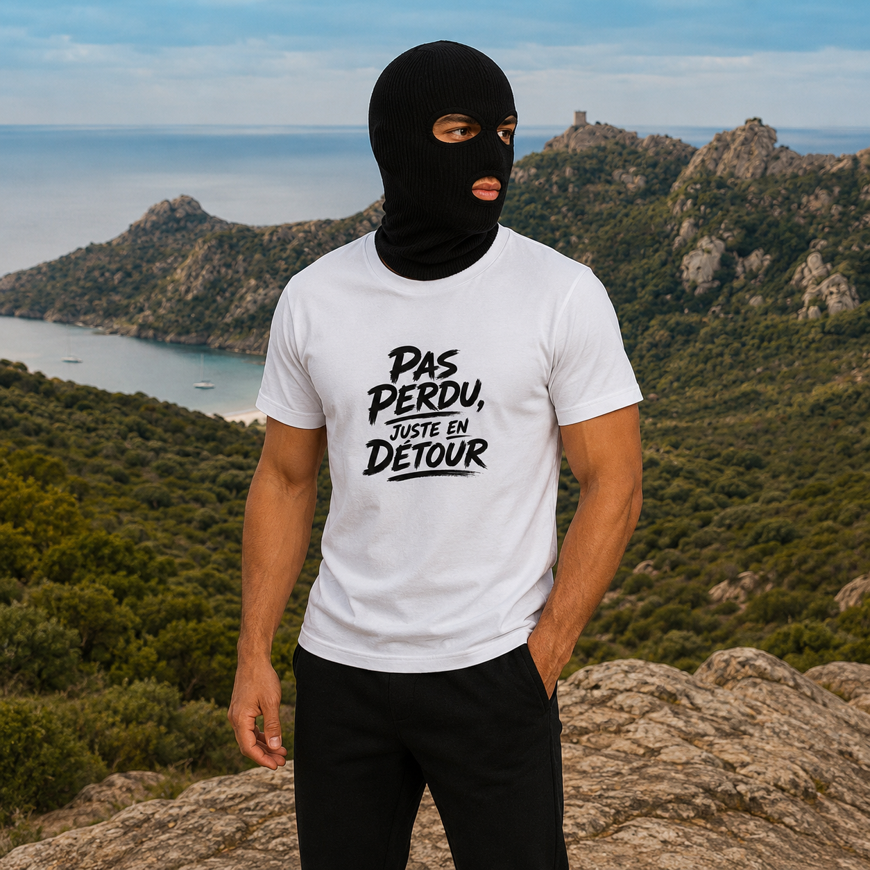 T-shirt Signature Blanc — Pas perdu, juste en détour