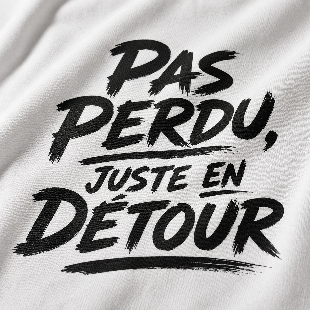 T-shirt Signature Blanc — Pas perdu, juste en détour
