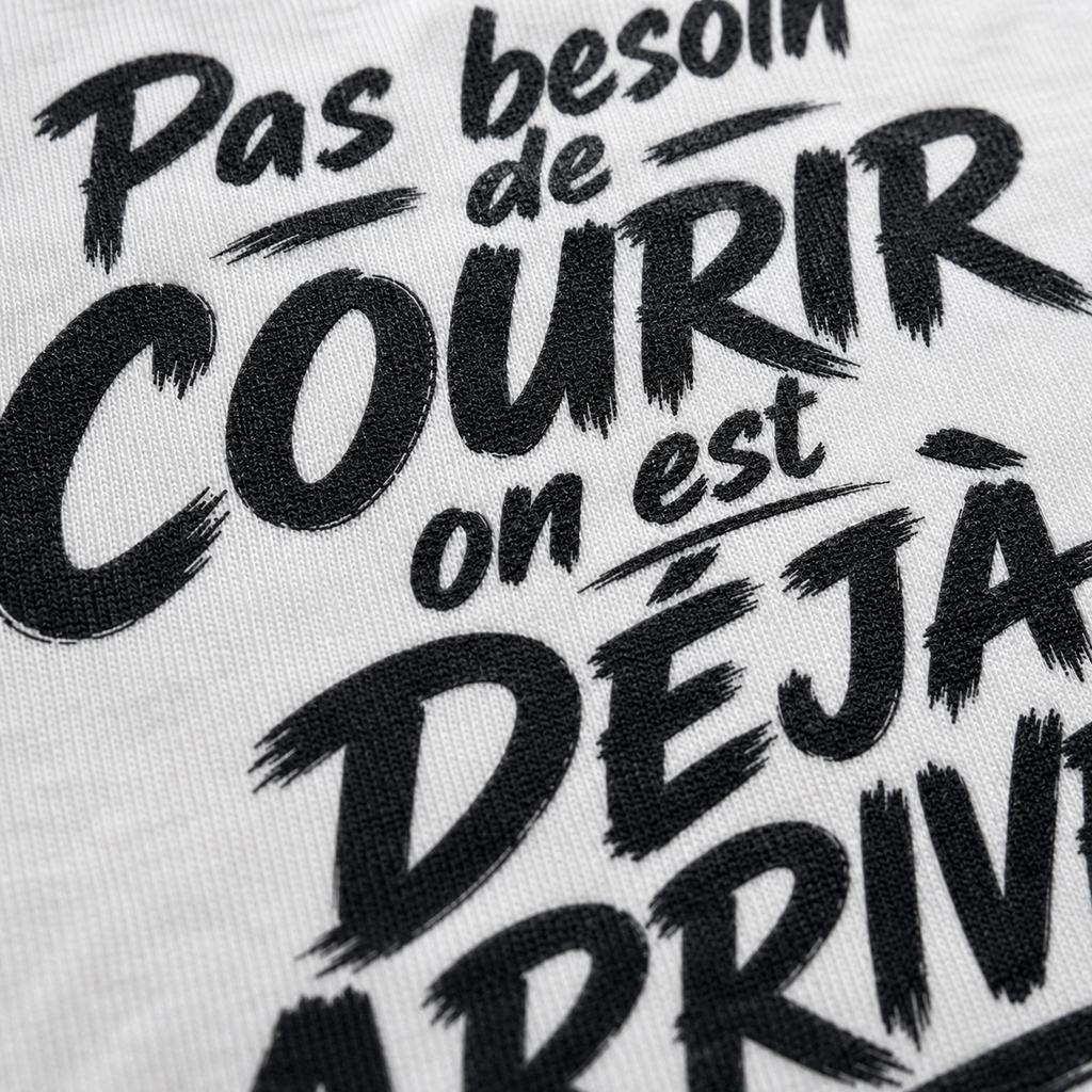T-shirt Signature Blanc — Pas besoin de courir, on est déjà arrivés