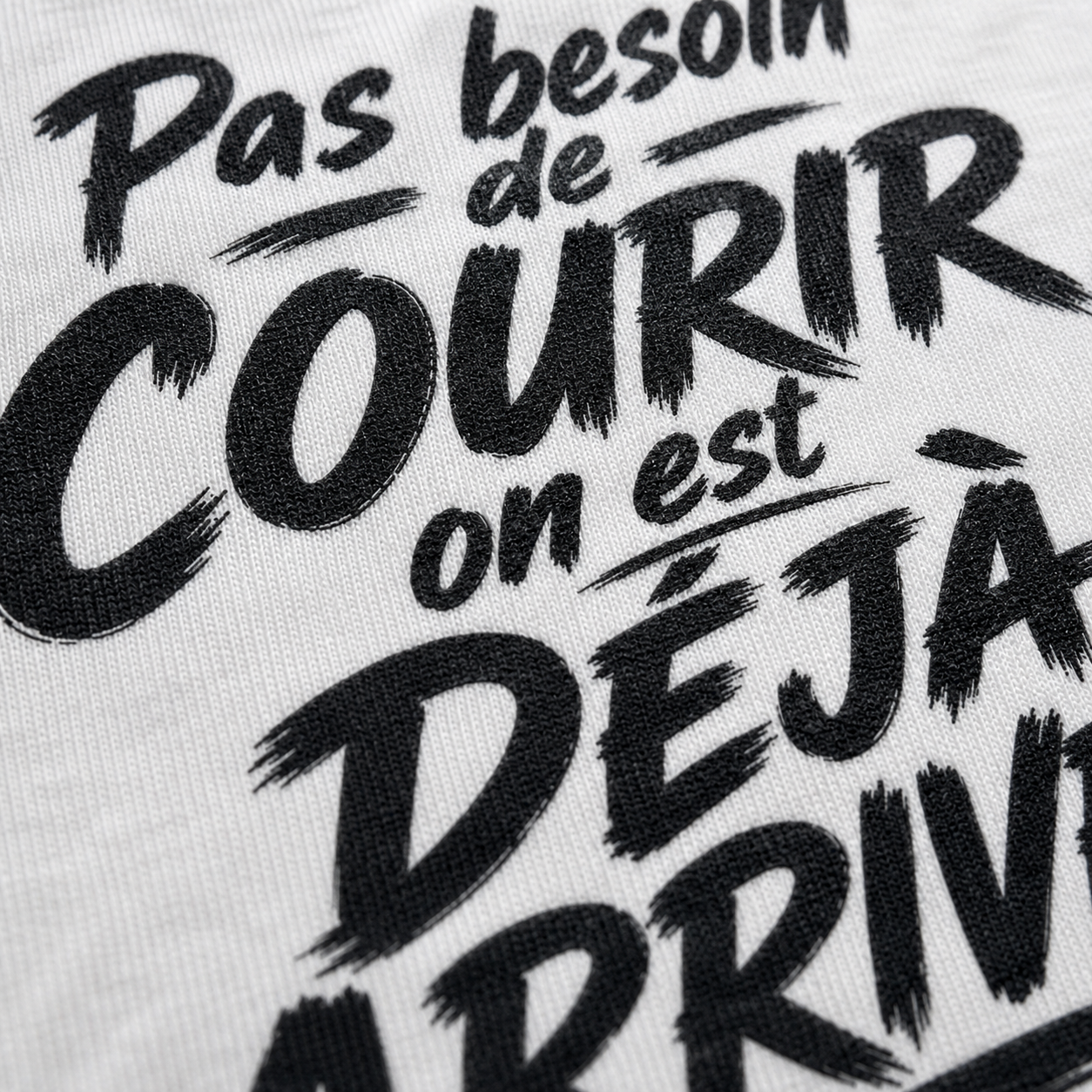 T-shirt Signature Blanc — Pas besoin de courir, on est déjà arrivés