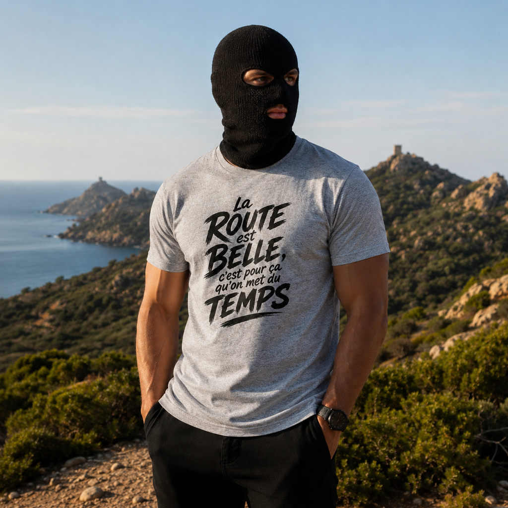 T-shirt Signature — La route est belle, c’est pour ça qu’on met du temps