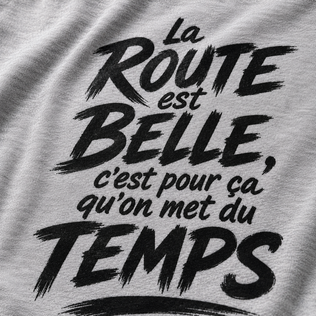 T-shirt Signature — La route est belle, c’est pour ça qu’on met du temps