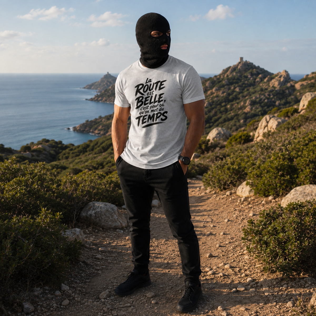 T-shirt Signature — La route est belle, c’est pour ça qu’on met du temps