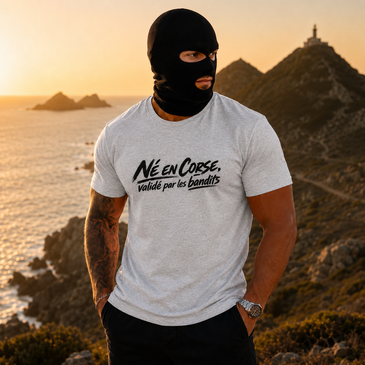 T-shirt Signature — Né en Corse, Validé par les Bandits