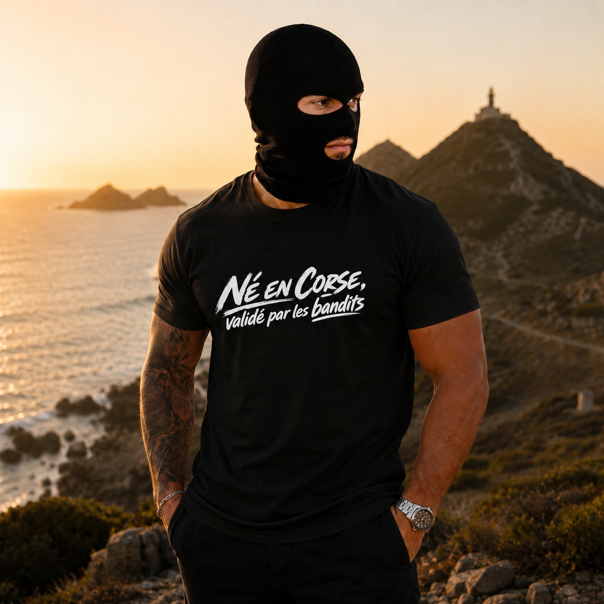 T-shirt Signature — Né en Corse, Validé par les Bandits