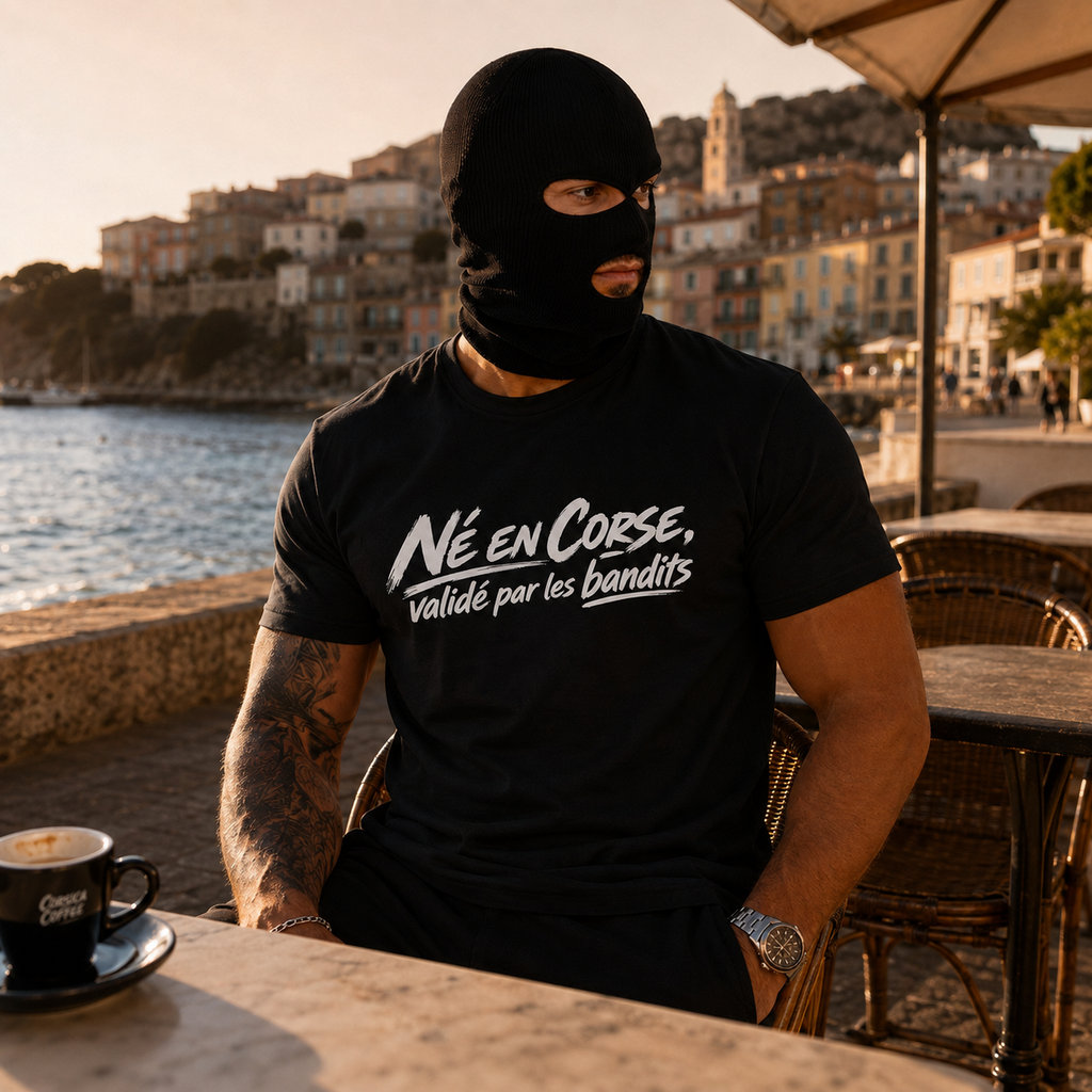 T-shirt Signature — Né en Corse, Validé par les Bandits