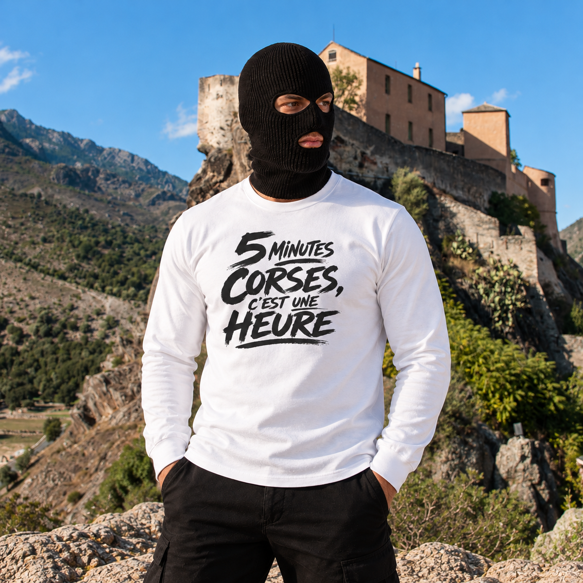 T-shirt manches longues — 5 Minutes Corses, C’est une Heure