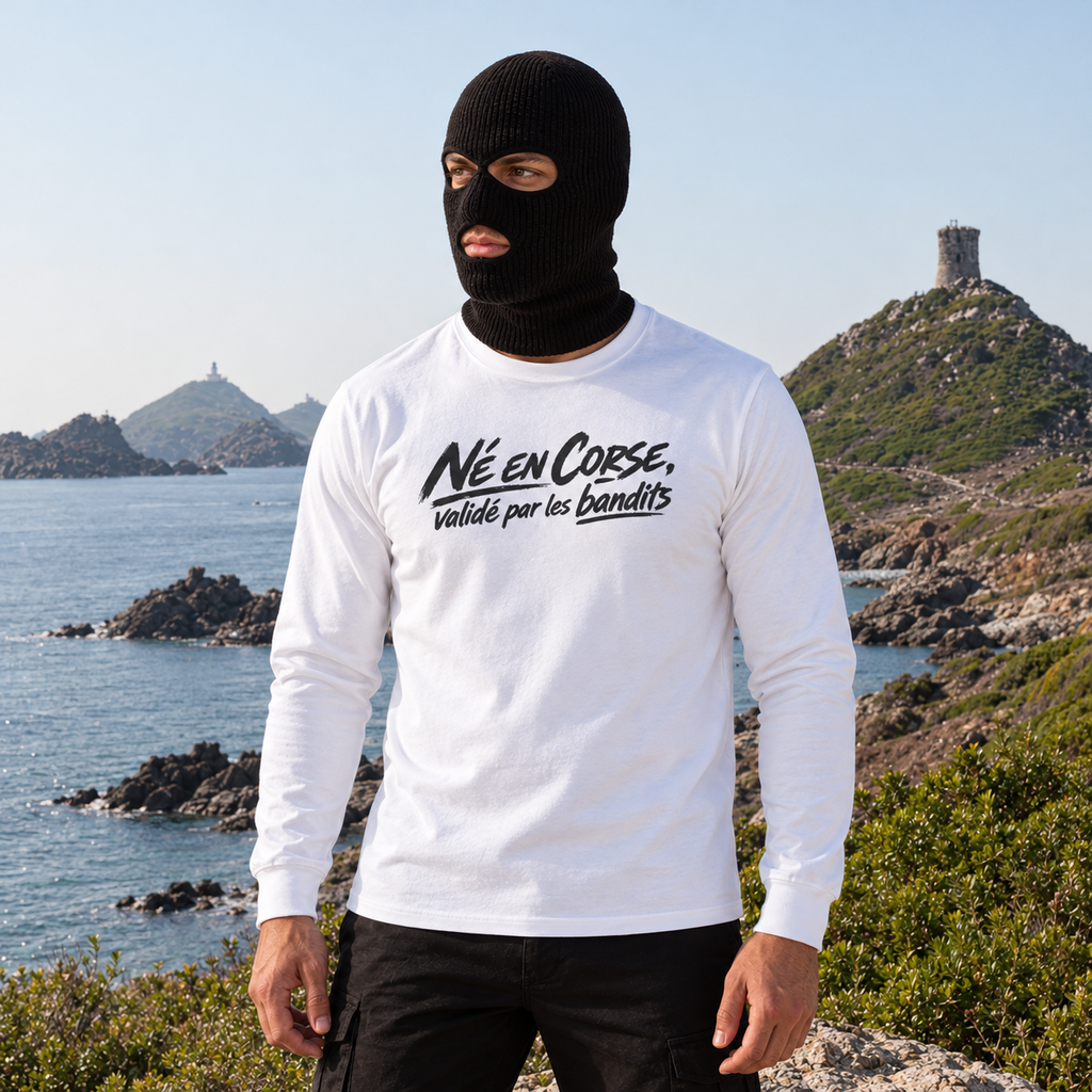 T-shirt manches longues — Né en Corse, Validé par les Bandits