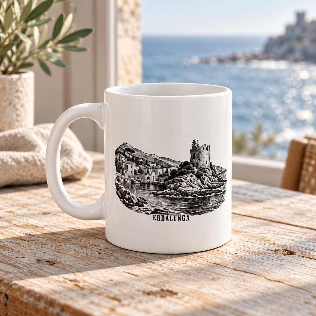 Mug blanc BanditCorse — Erbalunga ; mise en scène numérique