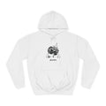 Sweat à capuche Fraternité du Maquis blanc, vue de face et motif imprimé.