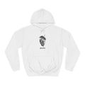 Sweat à capuche Pin Laricio blanc, vue de face et motif imprimé.