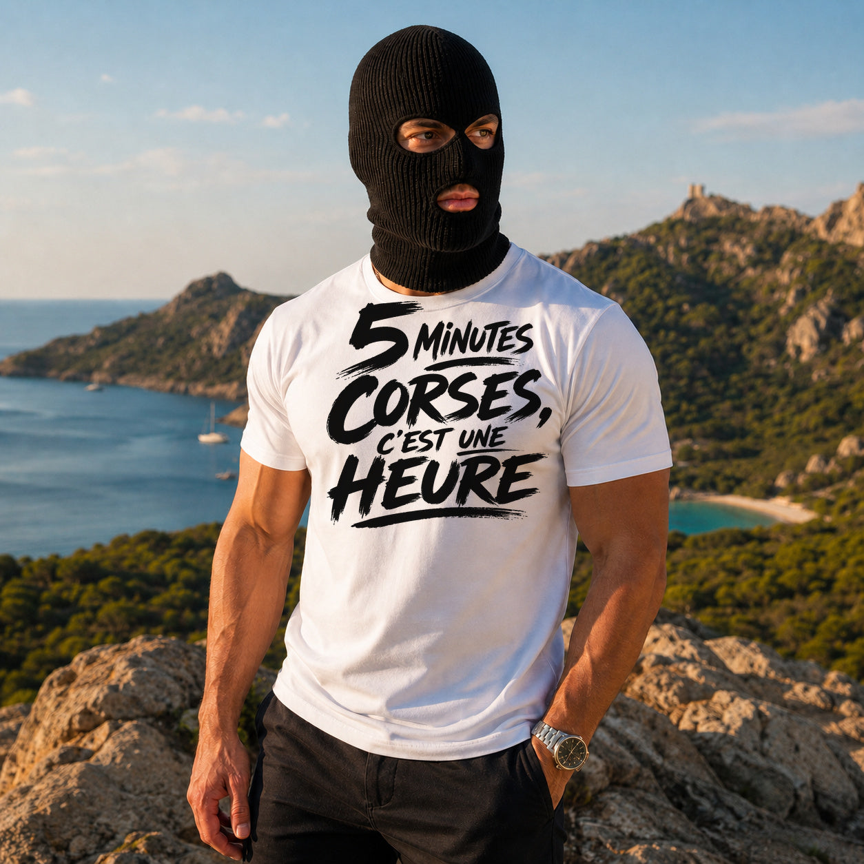 T-shirt Signature — 5 Minutes Corses, C’est une Heure