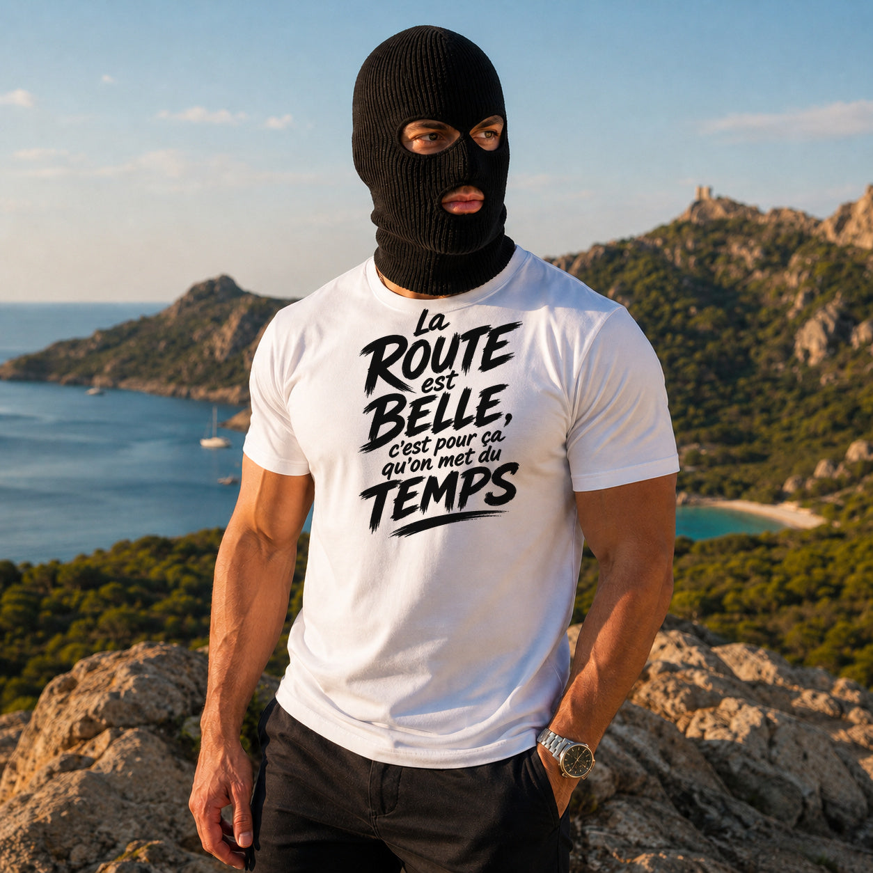 T-shirt Signature — La route est belle, c’est pour ça qu’on met du temps