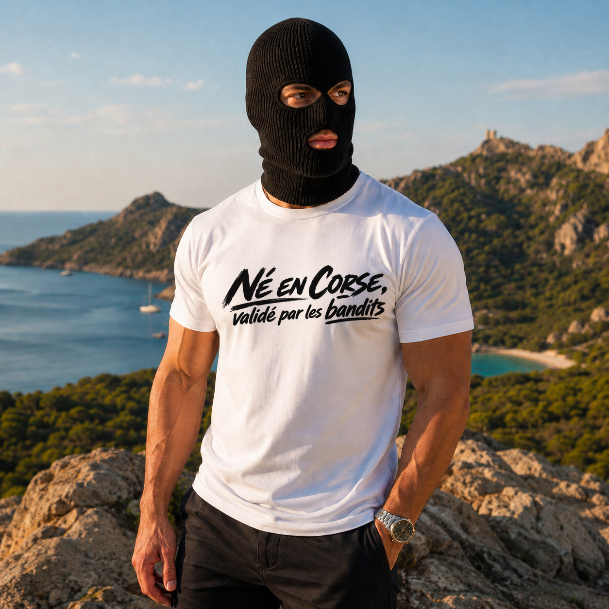 T-shirt Signature — Né en Corse, Validé par les Bandits